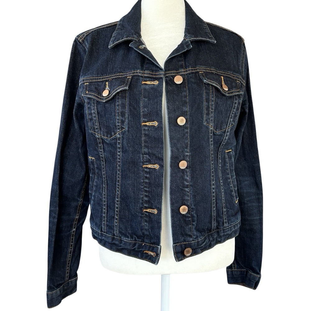 Gap 1969 Icon Flap Jean Jacket Womens S Indigo Wash Classic Denim Streetwear